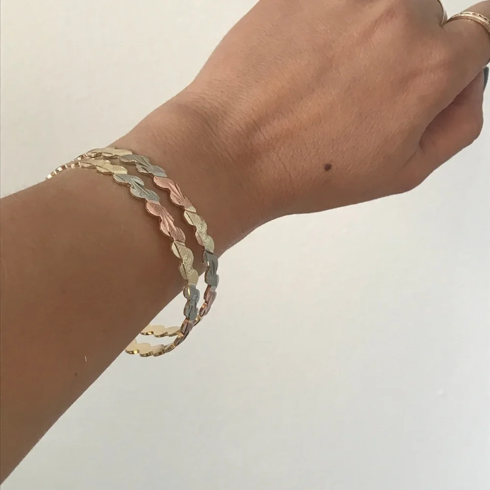 2set TriColor Gold Plated Bangle Cuff - Picture 7 of 7